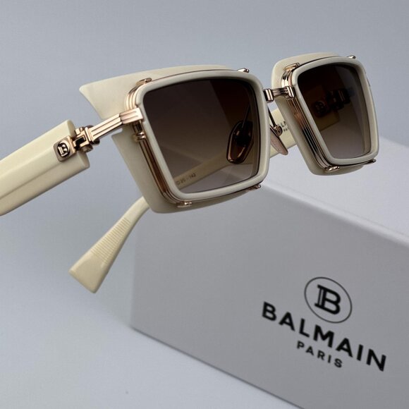 Balmain ADMIRABLE BPS-130C-52 Men BRAND NEW Sunglasses Titanium Gold Bone Brown - Picture 4 of 12